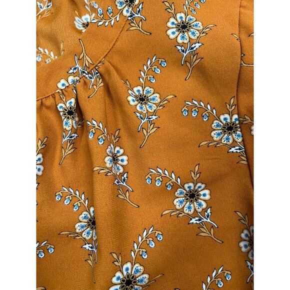 LOFT Women's Floral Print Long Sleeve Mini Dress With tie L fall look - Picture 7 of 8